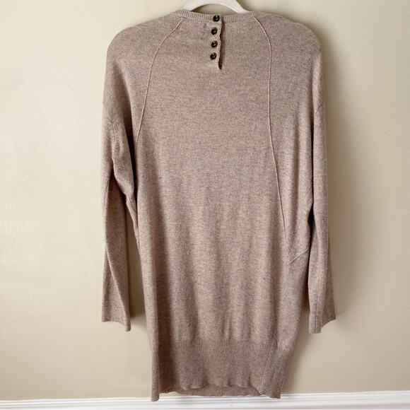 Heartloom | Wool Blend Beaded Embellished Tunic Sweater Winter Cozy Tan Small - Picture 4 of 7